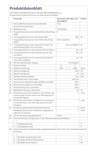 TuTu Smart TV 25 Zoll Full HD VIDAA Fernseher TUV25FQ1B