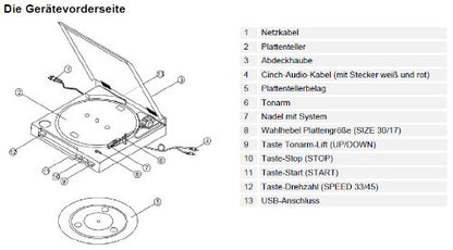 Dual DT 210-1 USB-Plattenspieler - 2 Geschwindigkeiten, Schwarz