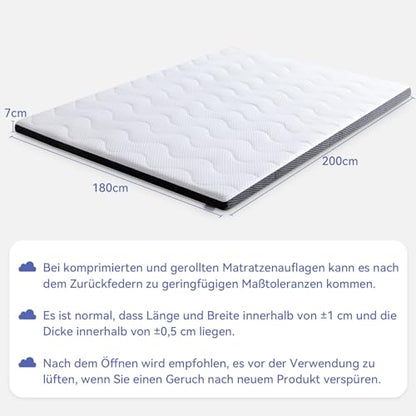 Amazon Basics Gel-Schaum Matratzen Topper 180x200cm, 7cm Weiss