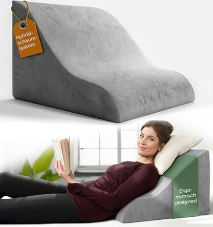 Lesekissen Ergonomisch Memory Foam – Keilkissen Reflux Bett Sofa. Keilförmig. Hochlagerung bei Reflux & zum Lesen.