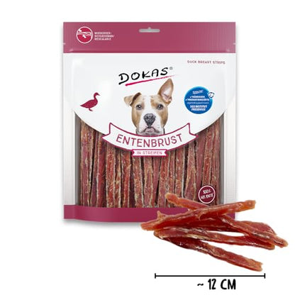 DOKAS Getreidefreier Premium Hundesnack Streifen Entenbrust 500g 6er Pack