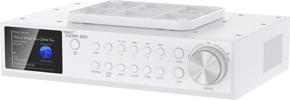 Regent Cucina 200 Küchenradio DAB+ FM Bluetooth Weiss. Kompaktes weißes Gerät für DAB+/FM und Bluetooth-Audiostreaming.