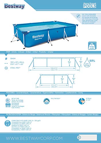 Bestway Steel Pro Frame Pool eckig blau 300x201x66cm ohne Pumpe