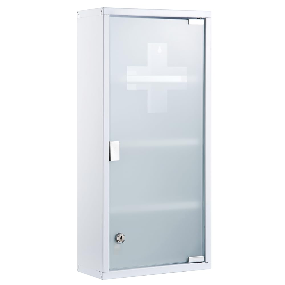Zedelmaier Medizinschrank Edelstahl, abschliessbar, weiss, 4 Fächer
