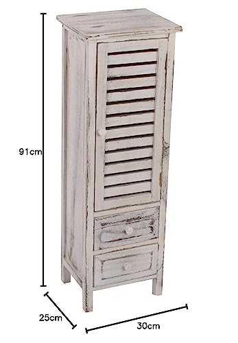Mendler Kommode Schrank Shabby-Look Weiss 90x30x25cm