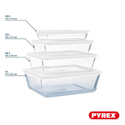 Pyrex Cook & Freeze Glasformen Set, 4-teilig, mit luftdichtem Deckel