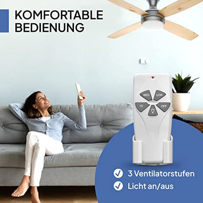 aireRyder Saturn Deckenventilator mit LED & Fernb. - Nickel satiniert