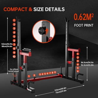 PASYOU Squat Rack Langhantelständer – Multi-funktional, 250 kg