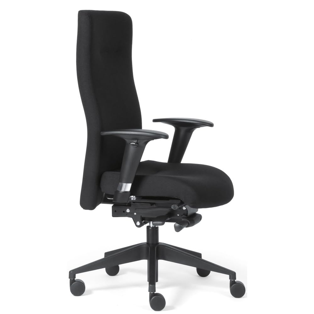 Rovo Chair ROVO XP Bürostuhl Chefsessel – Stoff Schwarz. Hoher Bürostuhl, schwarz gepolstert. Bietet ergonomische Unterstützung für Schreibtisch-Arbeit.
