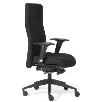 Rovo Chair ROVO XP Bürostuhl Chefsessel – Stoff Schwarz. Hoher Bürostuhl, schwarz gepolstert. Bietet ergonomische Unterstützung für Schreibtisch-Arbeit.