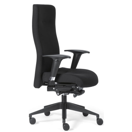 Rovo Chair ROVO XP Bürostuhl Chefsessel – Stoff Schwarz. Hoher Bürostuhl, schwarz gepolstert. Bietet ergonomische Unterstützung für Schreibtisch-Arbeit.