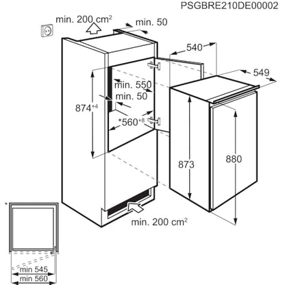 AEG OptiSpace TSK5O881ES Einbau-Kühlschrank 88cm