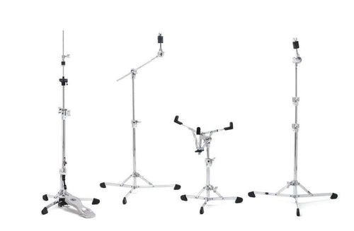 Gibraltar Hardware Pack 8700PK – Schlagzeug Ständer Set. Silberne Metallständer zum Halten von Trommeln und Becken.