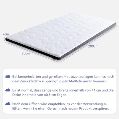 Amazon Basics Gel-Schaum Topper - 90x200cm, 7cm Höhe