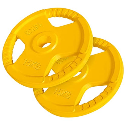 GORILLA SPORTS® Fitness Hantelscheiben 50mm Gummi mit Griffe
