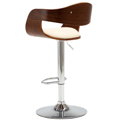 vidaXL 2X Bugholz Barstuhl höhenverstellbar Creme Kunstleder