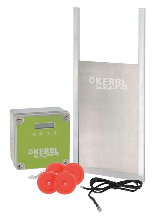 Cajou Automatische Hühnerklappe – elektrisch, Alu-Tür 30x40cm, Sensor. Dient der automatischen Hühnerstall-Sicherung.