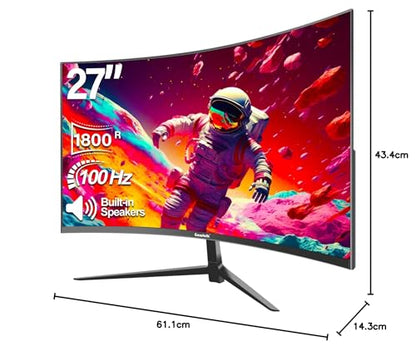 Gawfolk Curved Monitor 27 Zoll 100Hz 1800R - PC Bildschirm