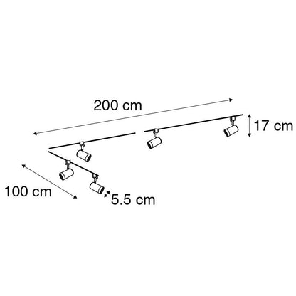 QAZQA Schienensystem Komplettset – weisser Deckenspot 5-flammig