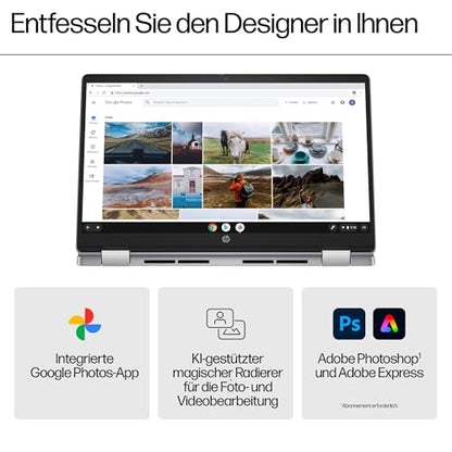 HP Chromebook x360 Convertible - 14" Touch N100 4GB 128GB Silber