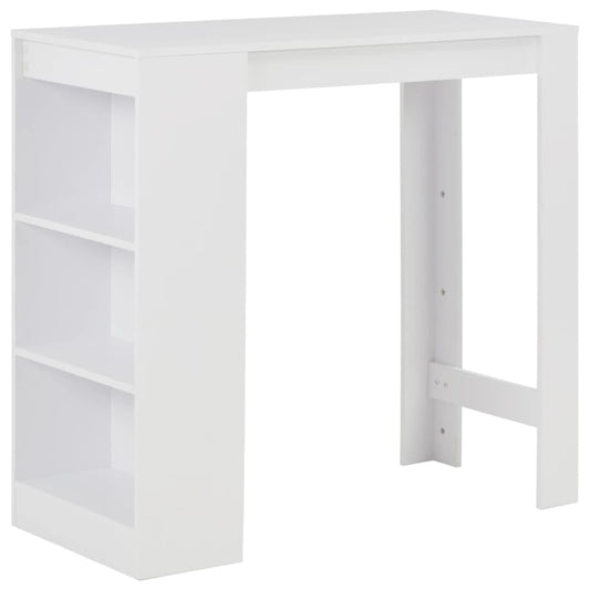 vidaXL Bartisch mit Regal – Stehtisch Küchentheke Weiss