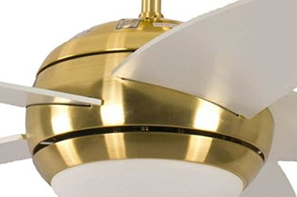 Deckenventilator Melton m. Licht & FB, Messing/Weiss, Ø132cm