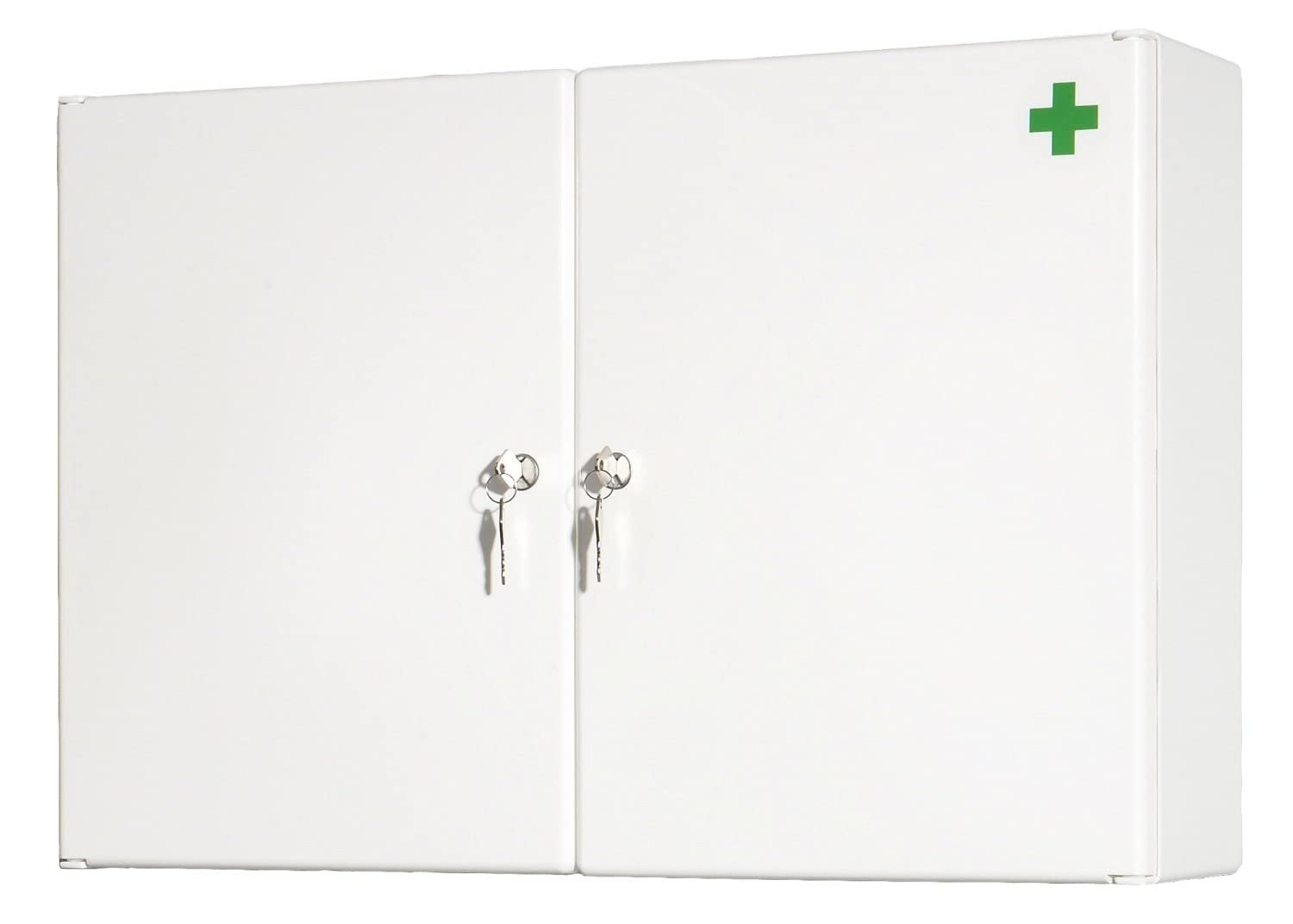 Jokey Medi II Medizinschrank abschliessbar, Kunststoff, weiss – Wandschrank mit Grünkreuz-Aufkleber