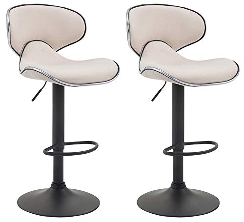 CLP Las Vegas V2 Barhocker Stoffbezug 2er Set – Creme / Schwarz. Creme Bezug, schwarzes Gestell. Für hohe Sitzplätze an Tresen.