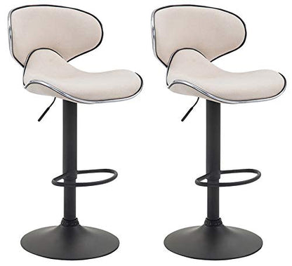 CLP Las Vegas V2 Barhocker Stoffbezug 2er Set – Creme / Schwarz. Creme Bezug, schwarzes Gestell. Für hohe Sitzplätze an Tresen.