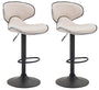 CLP Las Vegas V2 Barhocker Stoffbezug 2er Set – Creme / Schwarz. Creme Bezug, schwarzes Gestell. Für hohe Sitzplätze an Tresen.