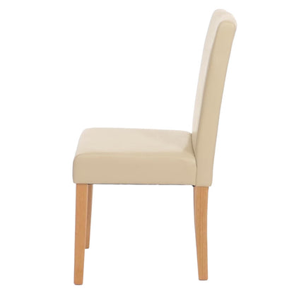 Mendler Littau Esszimmerstuhl 4er-Set - Leder Creme helle Beine