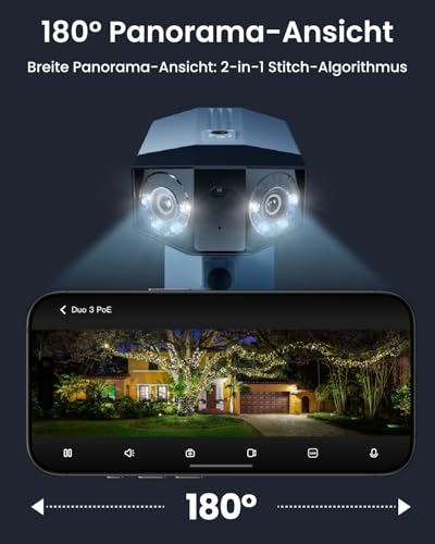 Reolink Duo 3 PoE Aussenkamera 16MP Dual-Objektiv 180° Panorama