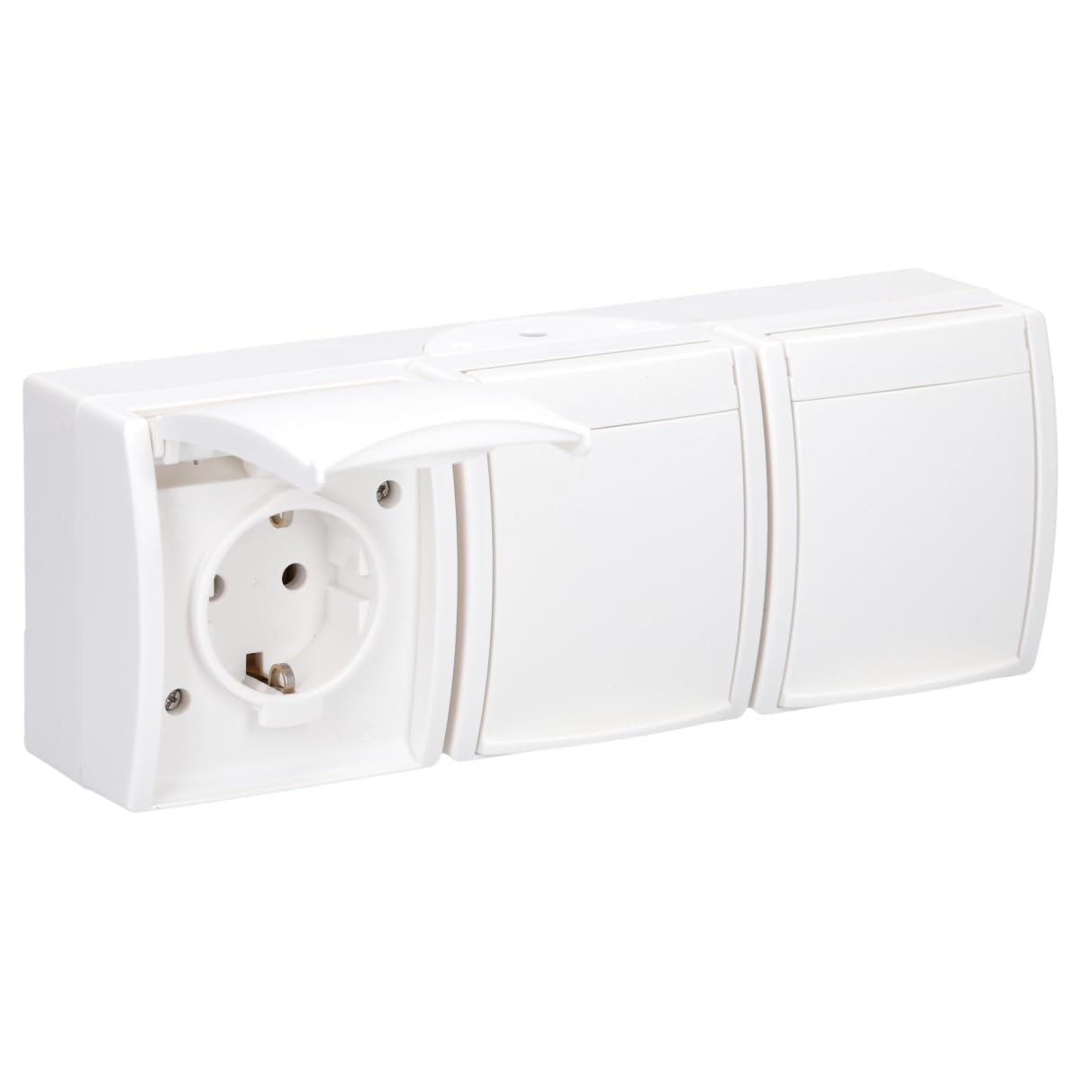 Busch-Jaeger 2300/3 EW-54 SCHUKO Steckdose 3-fach IP44 Alpinweiss aus Thermoplast