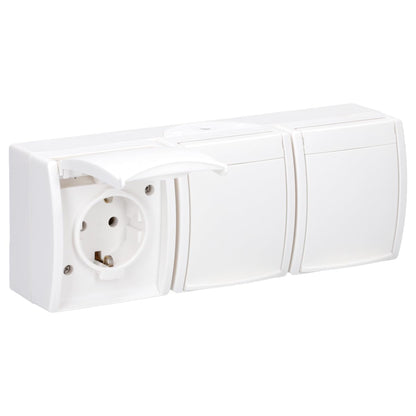 Busch-Jaeger 2300/3 EW-54 SCHUKO Steckdose 3-fach IP44 Alpinweiss aus Thermoplast