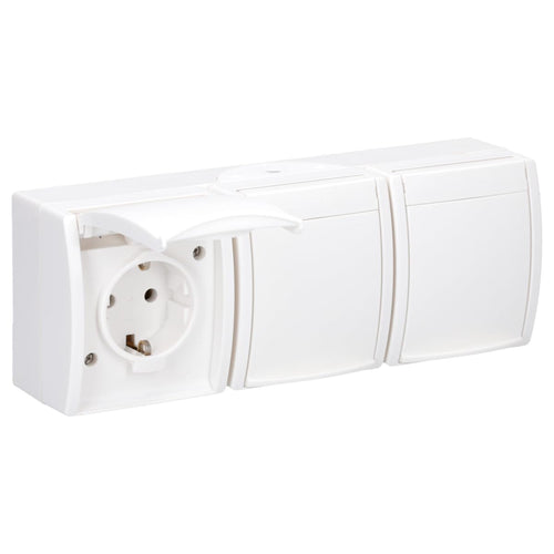 Busch-Jaeger 2300/3 EW-54 SCHUKO Steckdose 3-fach IP44 Alpinweiss aus Thermoplast