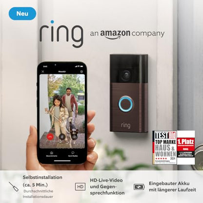 Ring Akku-Videotürklingel WLAN-Kamera – Zertifiziert & Generalüberholt