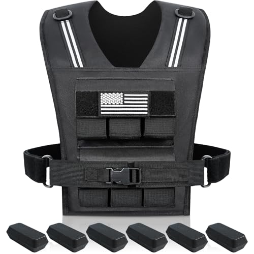 BAGAIL Hochleistungs-Fitnessweste Krafttraining – Verstellbar. Schwarze Weste mit Gewichteinschüben. Erhöht Trainingswiderstand für Krafttraining.