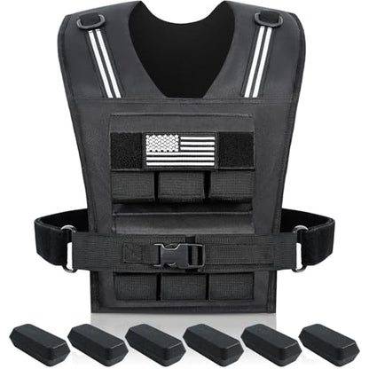 BAGAIL Hochleistungs-Fitnessweste Krafttraining – Verstellbar. Schwarze Weste mit Gewichteinschüben. Erhöht Trainingswiderstand für Krafttraining.