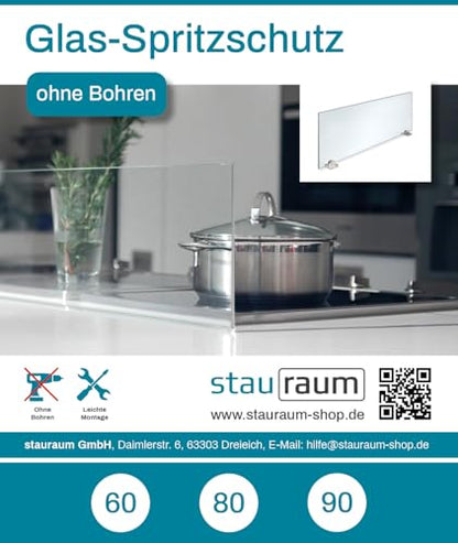 stauraum Spritzschutz Glasplatte Herd 90cm - ohne Bohren