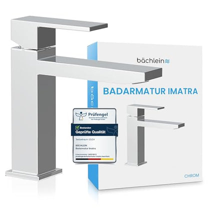 Bächlein Imatra Badarmatur Einhebelmischer, kantig Chrom. Regelt Wassertemperatur und -fluss am Waschbecken.