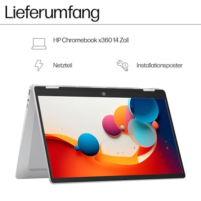 HP Chromebook x360 Convertible - 14" Touch N100 4GB 128GB Silber