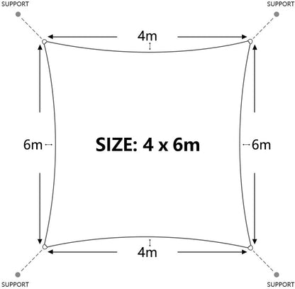Dripex Sonnensegel wasserdicht 4x6 m Rechteckig – Grau