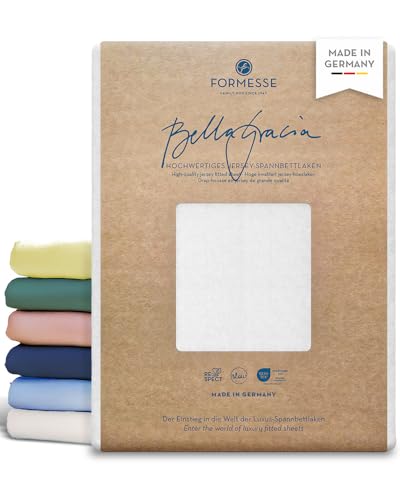 Formesse Bella Gracia Jersey Spannbettlaken - Weiss. Weißes, elastisches Jersey-Spannbettlaken. Dient als Matratzenbezug für einen faltenfreien Sitz.
