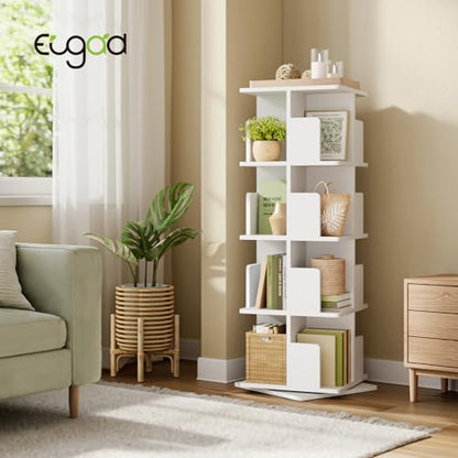 EUGAD Drehregal Bücherregal Raumteiler – 4 Ebenen MDF Weiss