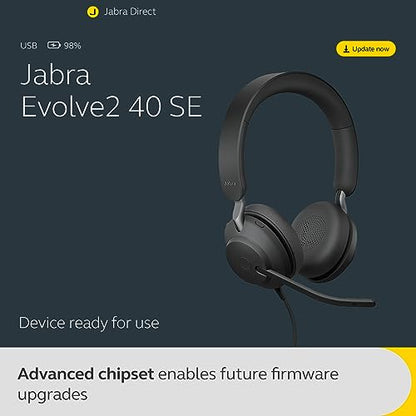Jabra Evolve2 40 SE Kabel Stereo Headset - MS Teams USB-A Schwarz