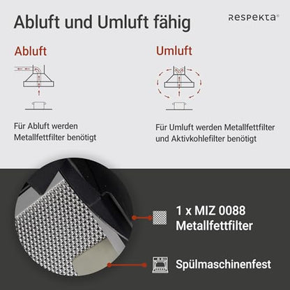 Respekta CH89060S Dunstabzugshaube schräg 60cm Schwarz