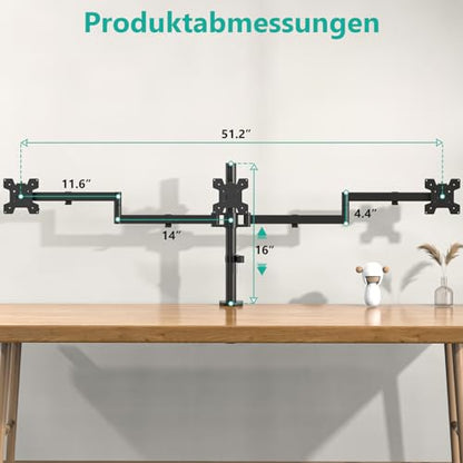 WALI M003S Monitorhalterung 3 Monitore – 27 Zoll Schwarz