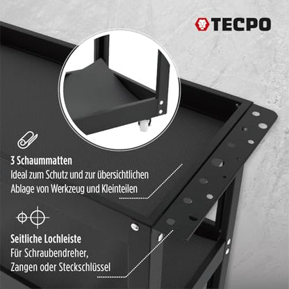 TECPO Werkzeugwagen Rollwagen 3 Ladeflächen – 300 kg Tragkraft