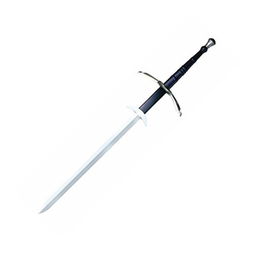 Cold Steel Gassenhauer Grosser Bidenhänder Zweihänder Schwert. Stahl-Zweihänder mit gerader Klinge, dunklem Griff. Historische Nahkampfwaffe.
