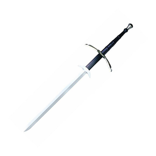 Cold Steel Gassenhauer Grosser Bidenhänder Zweihänder Schwert. Stahl-Zweihänder mit gerader Klinge, dunklem Griff. Historische Nahkampfwaffe.